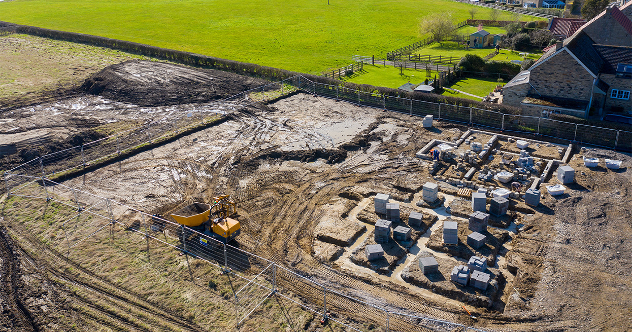 Aerial view of housing construction site