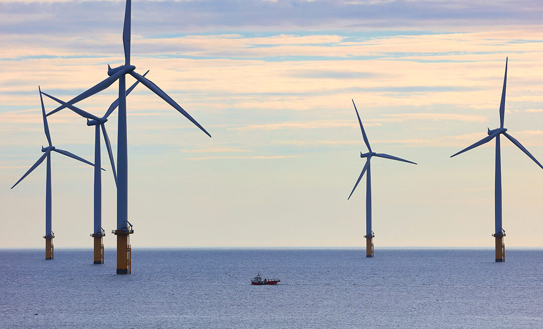 Wind turbines out at sea