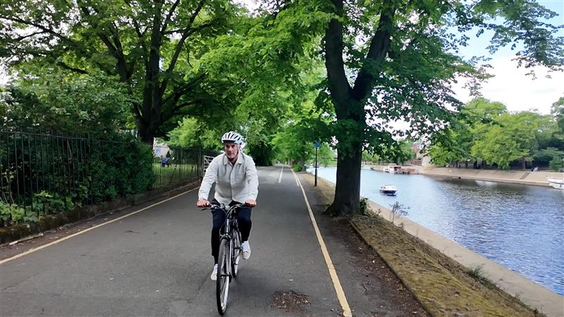 Mayor David Skaith on a bike