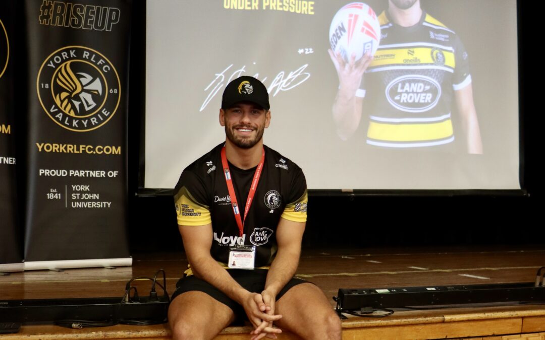 That is York Knights first team player Jacques O'Neill visiting Archbishop Holgate Secondary school