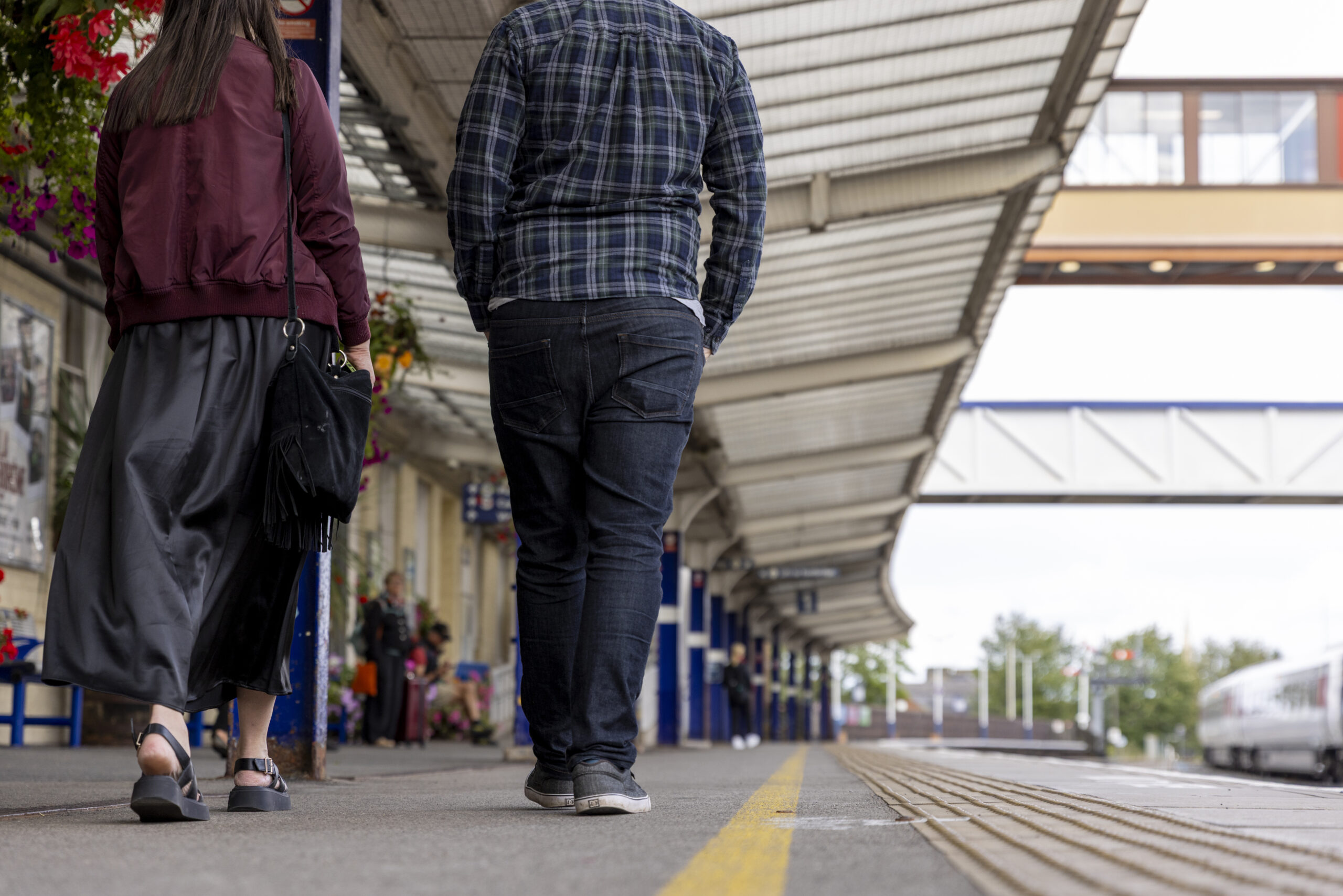 Harrogate Station 8 People walking on a station platform in North Yorkshire