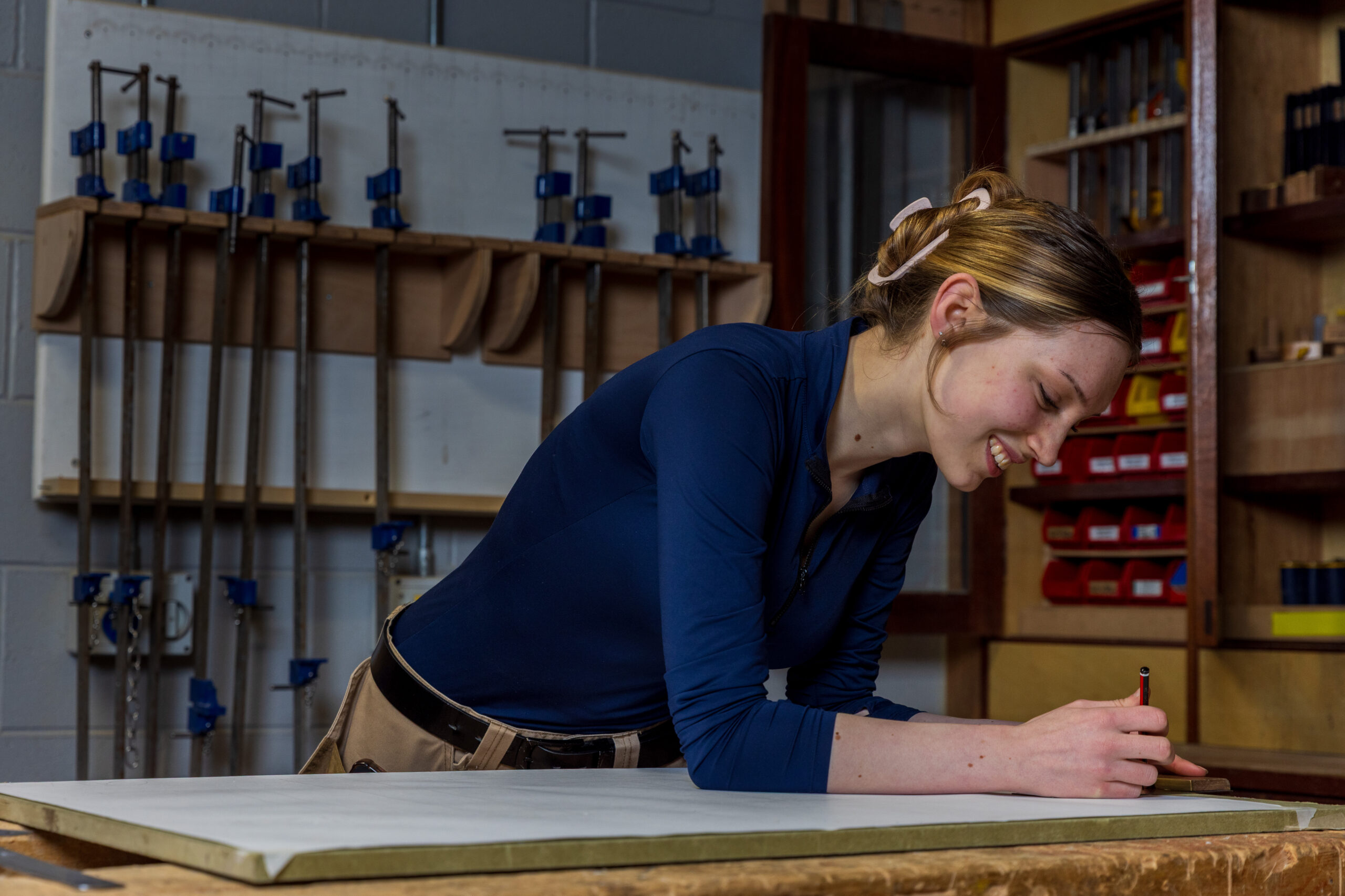 Craven_College_Joinery_HR_19 A student taking part in a joinery class