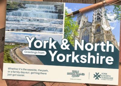 Greetings from York & North Yorkshire postcard. Whether it's the seaside, the park, or a family day out, getting there just got easier.