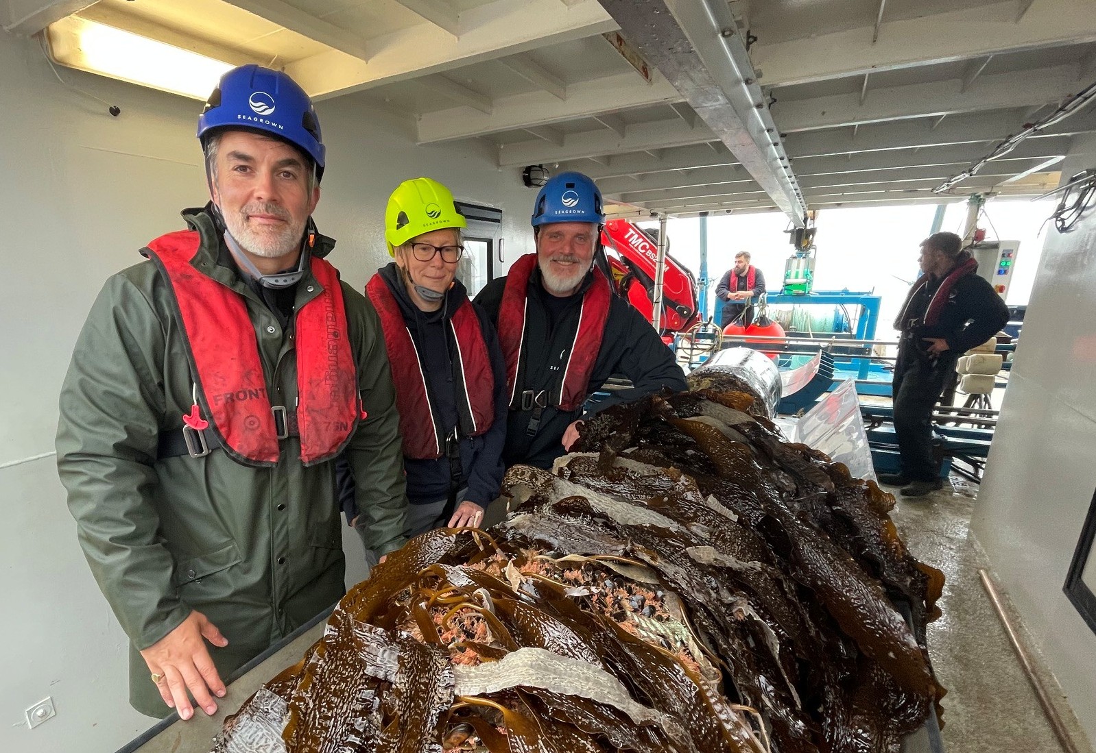 Mayor Seagrown boat York and North Yorkshire Mayor, David Skaith, at sea with the SeaGrown team